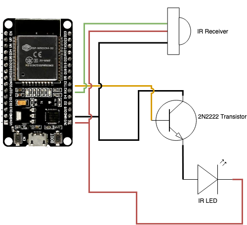 Schematic for our IR transmitter and receiver.